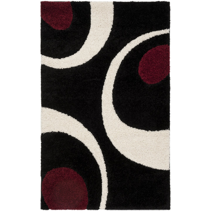 SAFAVIEH Florida Shag SG474-9012 Black / Ivory Rug Image 10