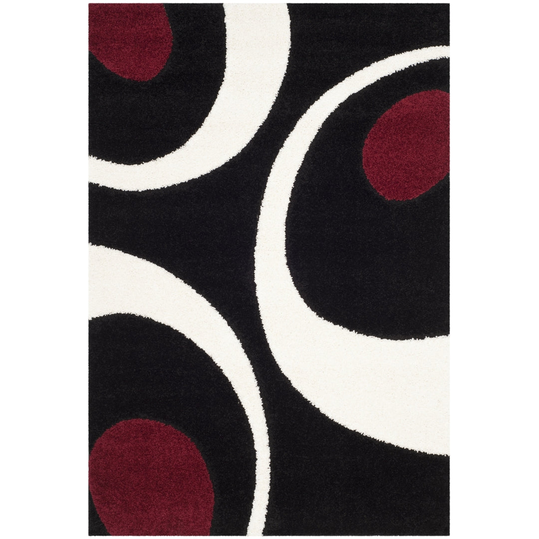 SAFAVIEH Florida Shag SG474-9012 Black / Ivory Rug Image 11