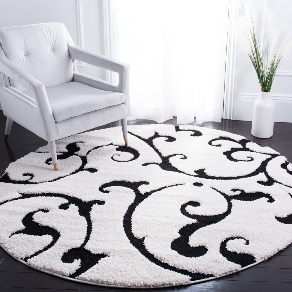 SAFAVIEH Florida Shag SG476-1290 Ivory / Black Rug Image 2