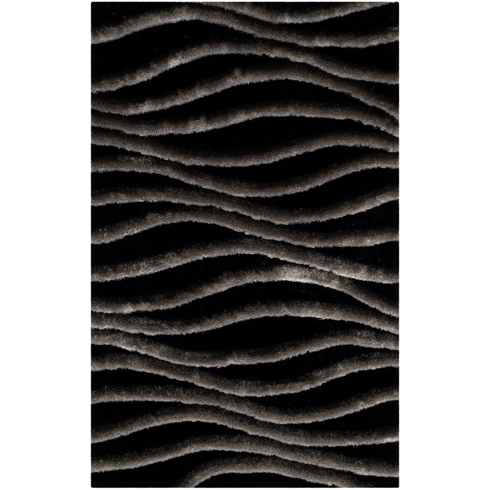 SAFAVIEH 3D Shag SG551E Handmade Black / Grey Rug Image 2