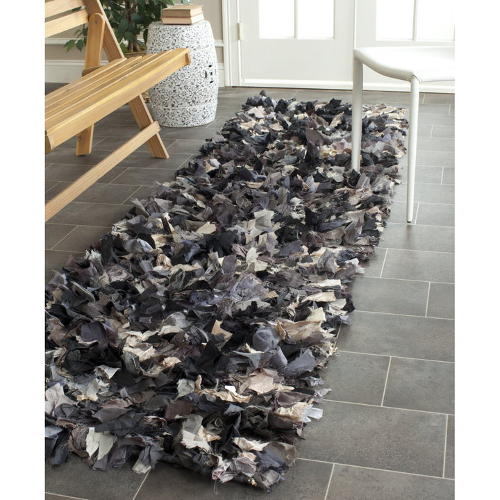 SAFAVIEH Rio Shag SG951D Handwoven Dark Grey / Multi Rug Image 3