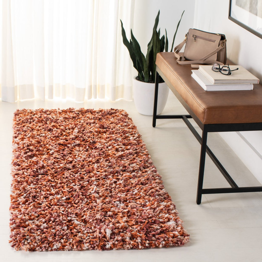 SAFAVIEH Rio Shag SG960P Handmade Rust / Ivory Rug Image 3