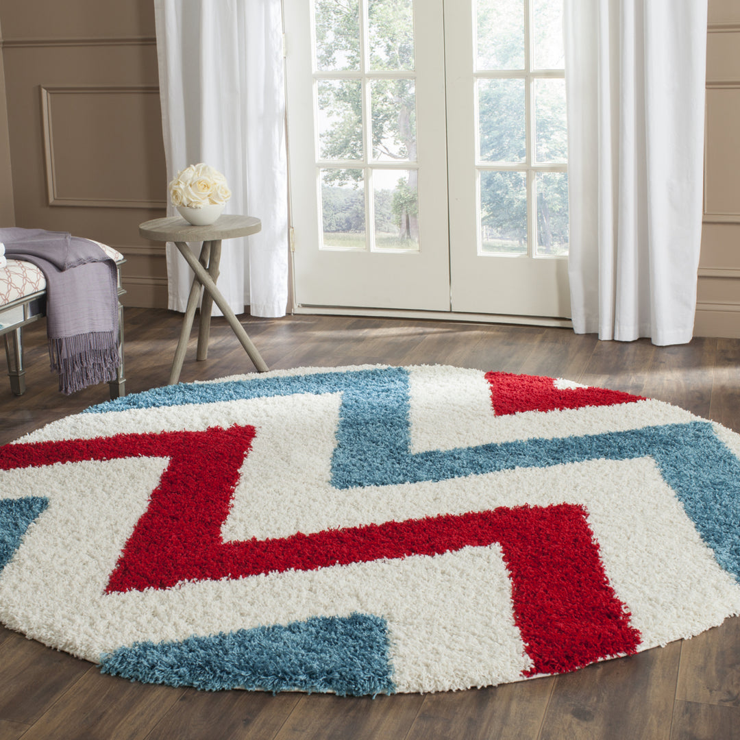 SAFAVIEH Kids Shag Collection SGK564B Ivory / Red Rug Image 2