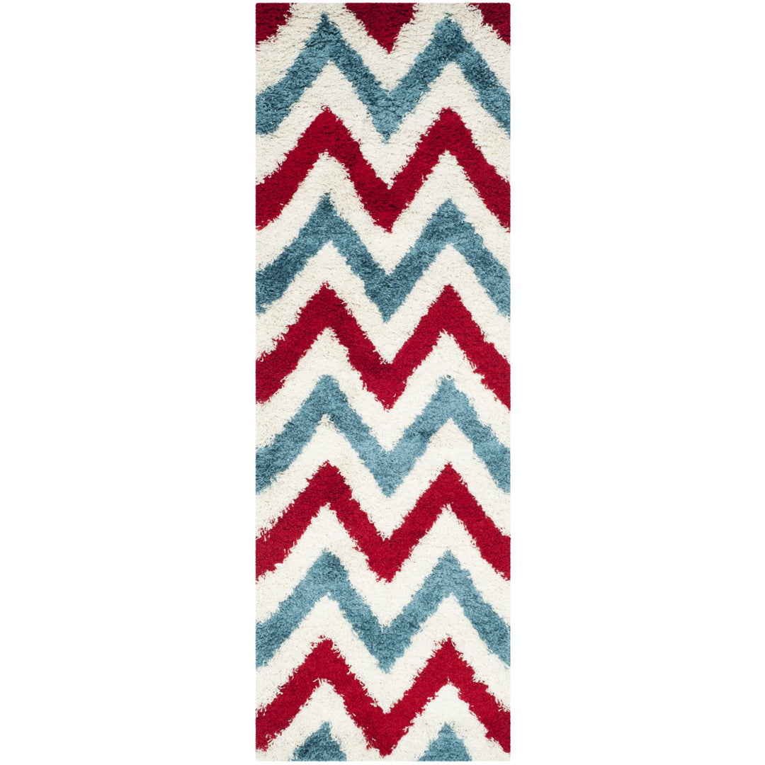 SAFAVIEH Kids Shag Collection SGK564B Ivory / Red Rug Image 1