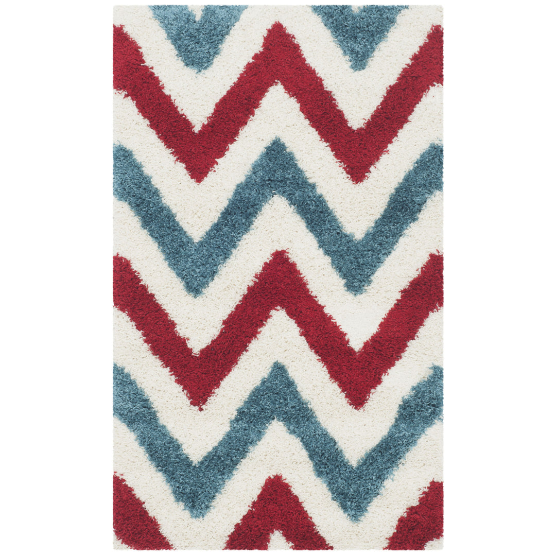 SAFAVIEH Kids Shag Collection SGK564B Ivory / Red Rug Image 8