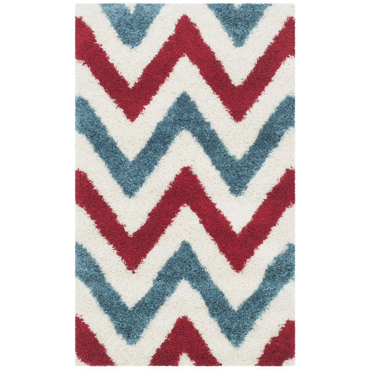 SAFAVIEH Kids Shag Collection SGK564B Ivory / Red Rug Image 8