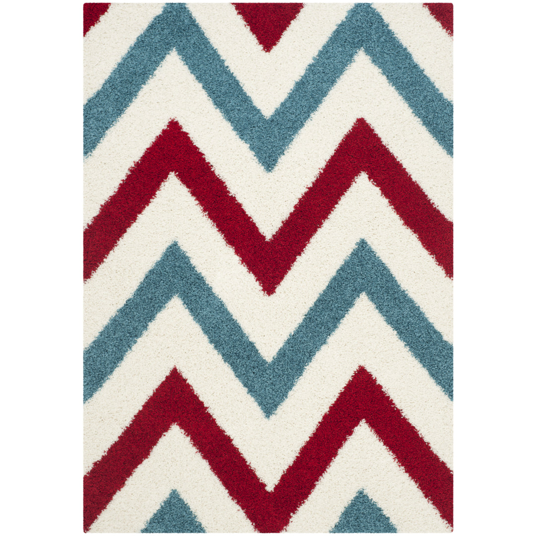 SAFAVIEH Kids Shag Collection SGK564B Ivory / Red Rug Image 9