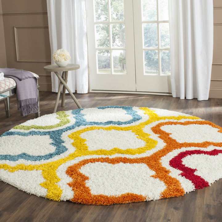 SAFAVIEH Kids Shag Collection SGK561A Ivory / Multi Rug Image 2