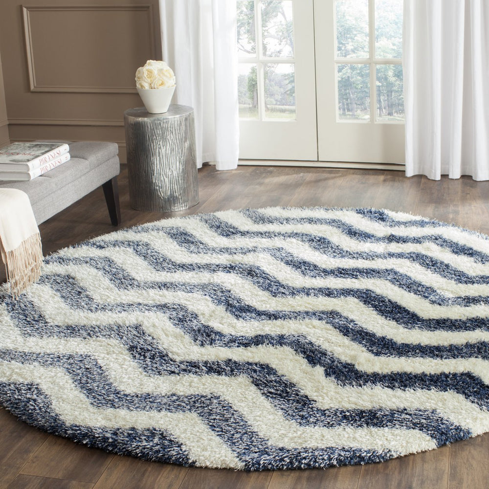 SAFAVIEH Montreal Shag Collection SGM846A Ivory/Blue Rug Image 2