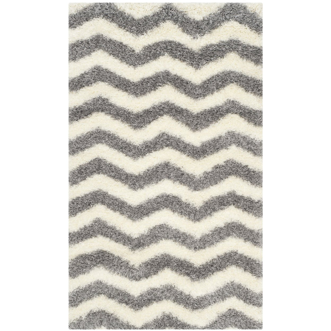 SAFAVIEH Montreal Shag Collection SGM846B Ivory/Grey Rug Image 2