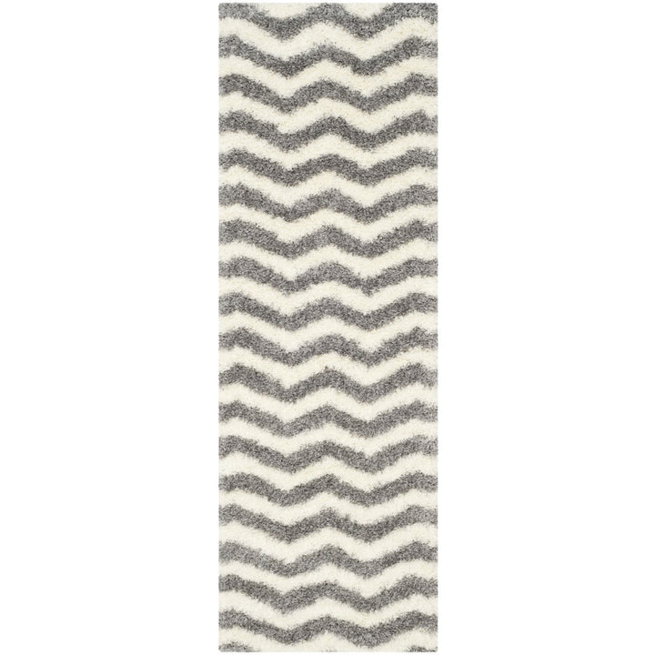 SAFAVIEH Montreal Shag Collection SGM846B Ivory/Grey Rug Image 3