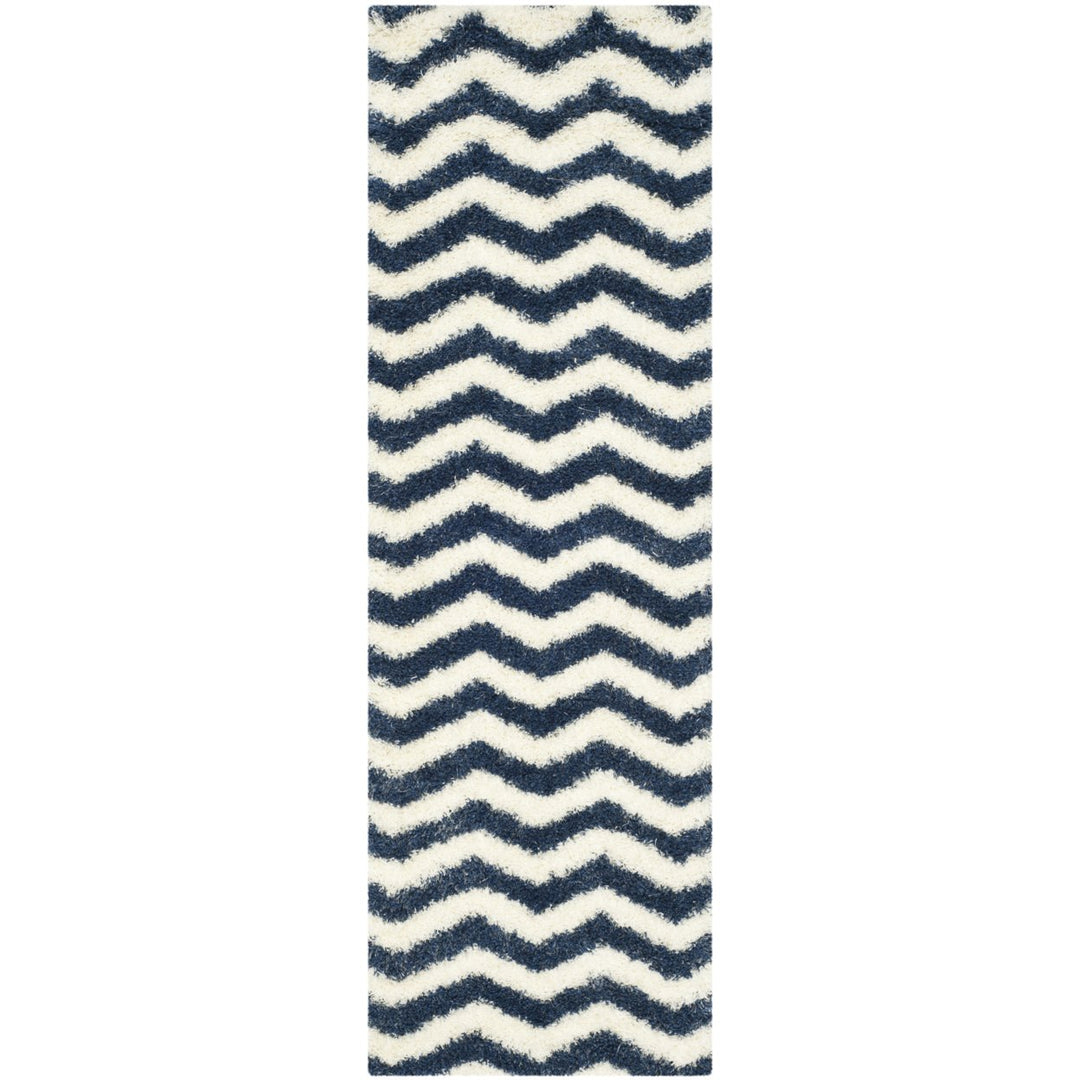 SAFAVIEH Montreal Shag Collection SGM846A Ivory/Blue Rug Image 5