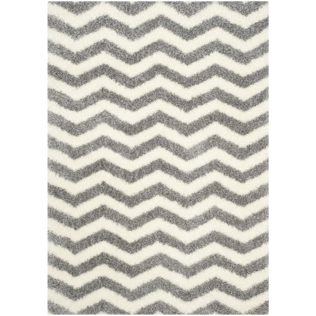 SAFAVIEH Montreal Shag Collection SGM846B Ivory/Grey Rug Image 1