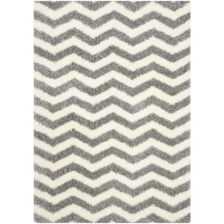 SAFAVIEH Montreal Shag Collection SGM846B Ivory/Grey Rug Image 1