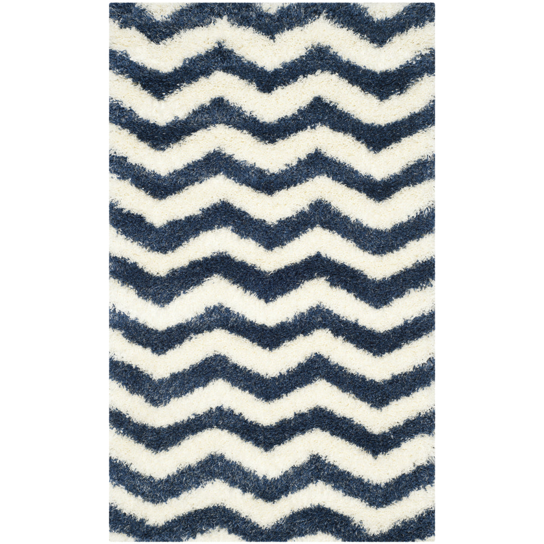 SAFAVIEH Montreal Shag Collection SGM846A Ivory/Blue Rug Image 10