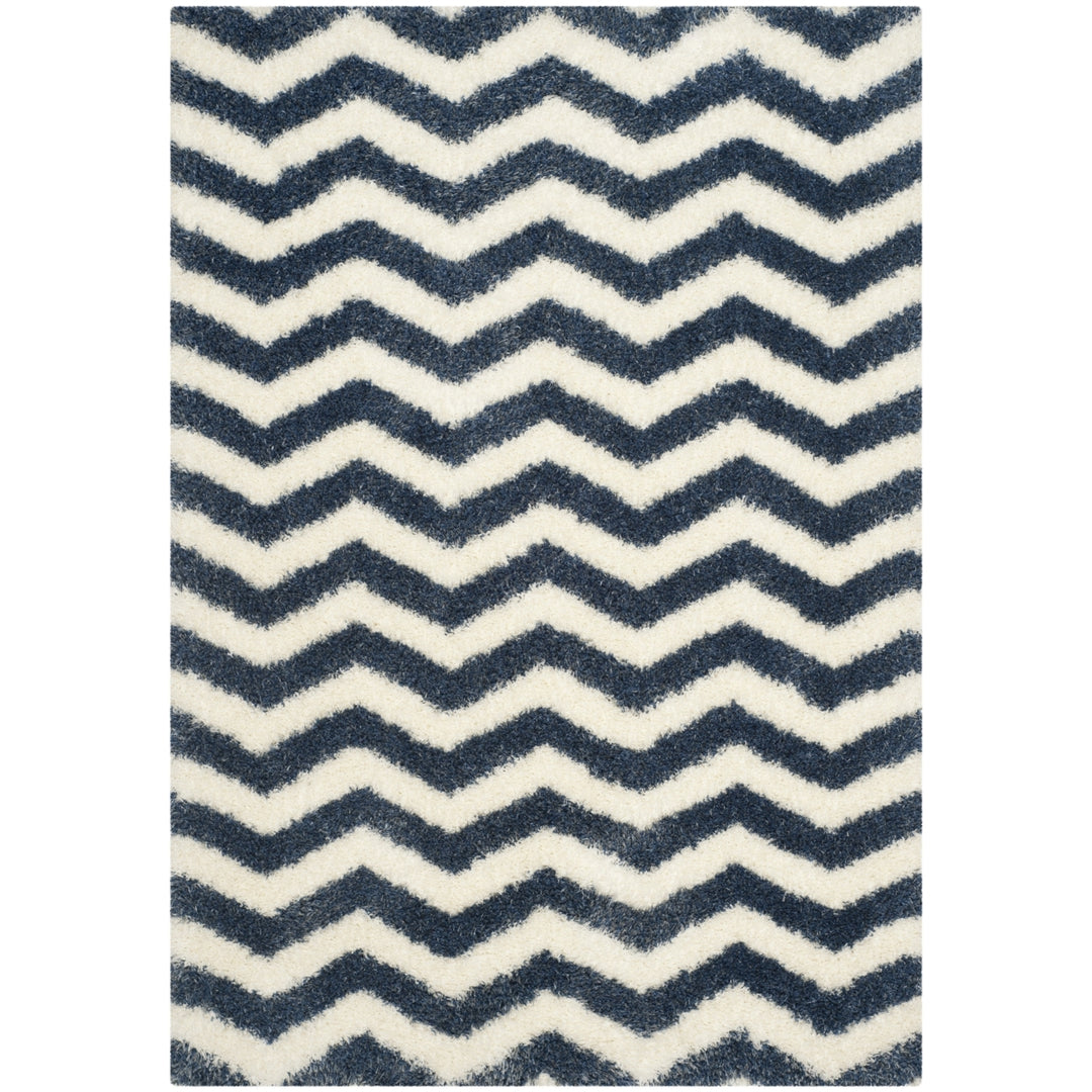 SAFAVIEH Montreal Shag Collection SGM846A Ivory/Blue Rug Image 1