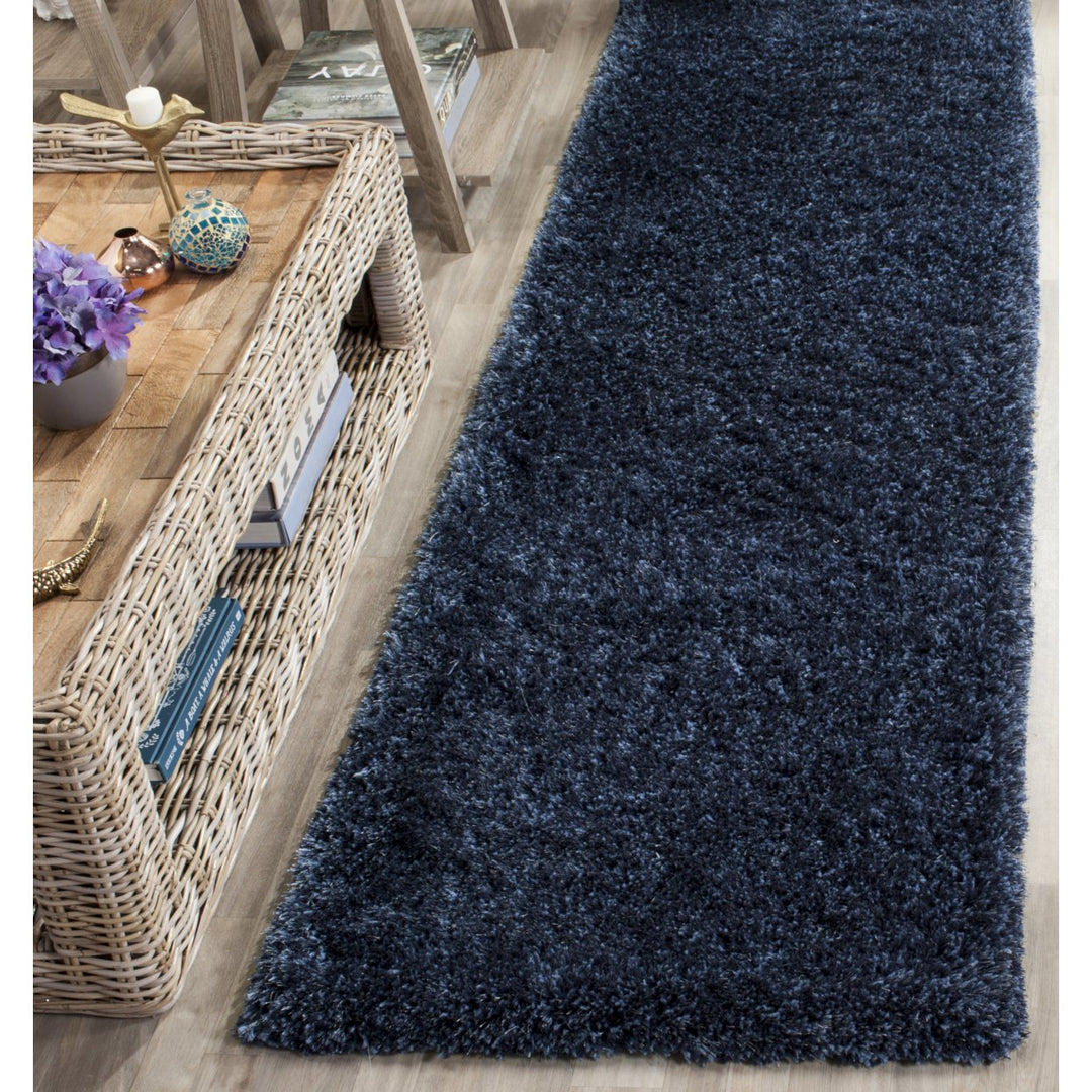 SAFAVIEH Toronto Shag Collection SGT711D Handmade Navy Rug Image 3