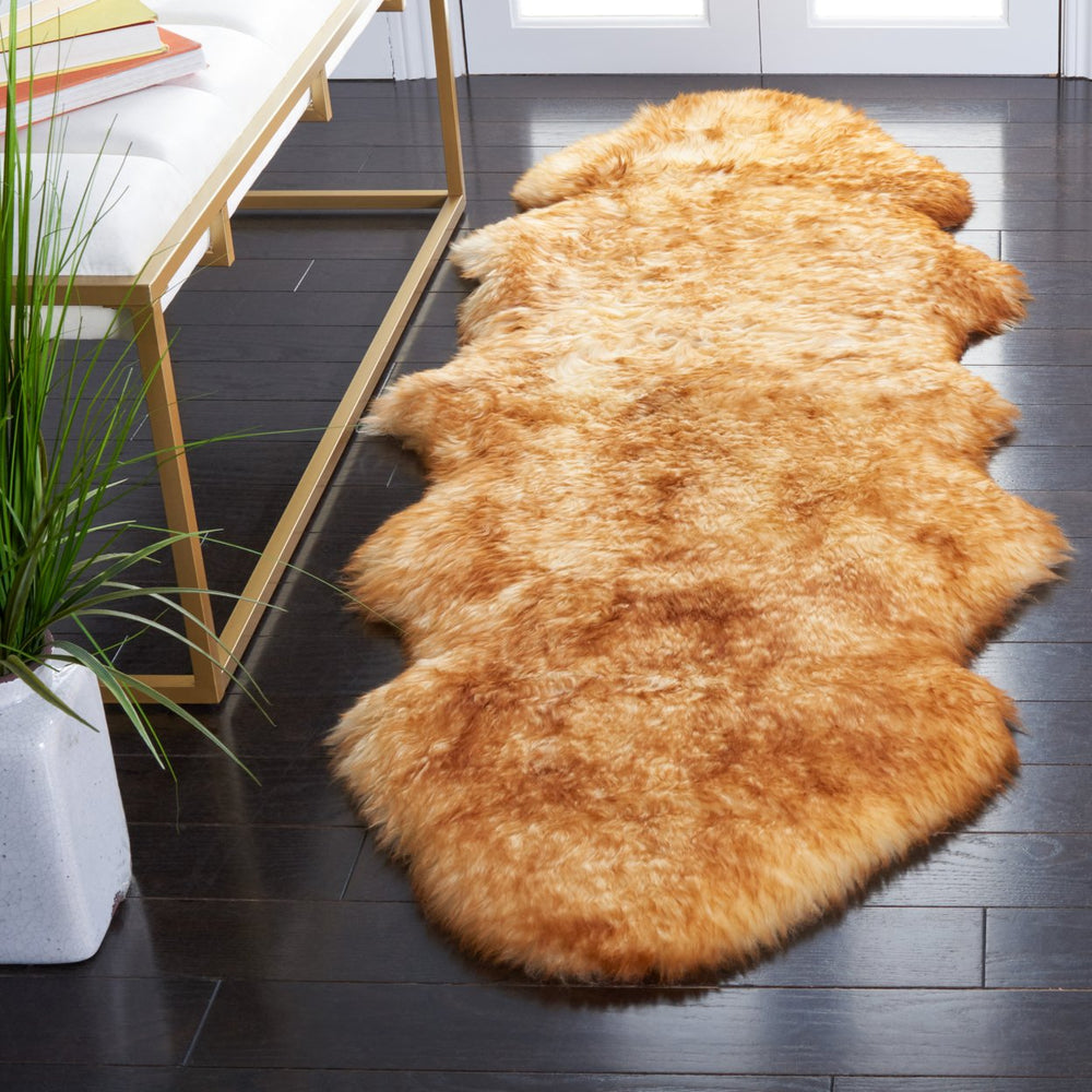 SAFAVIEH Sheep Skin SHS121K Champagne /Copper Brown Rug Image 2