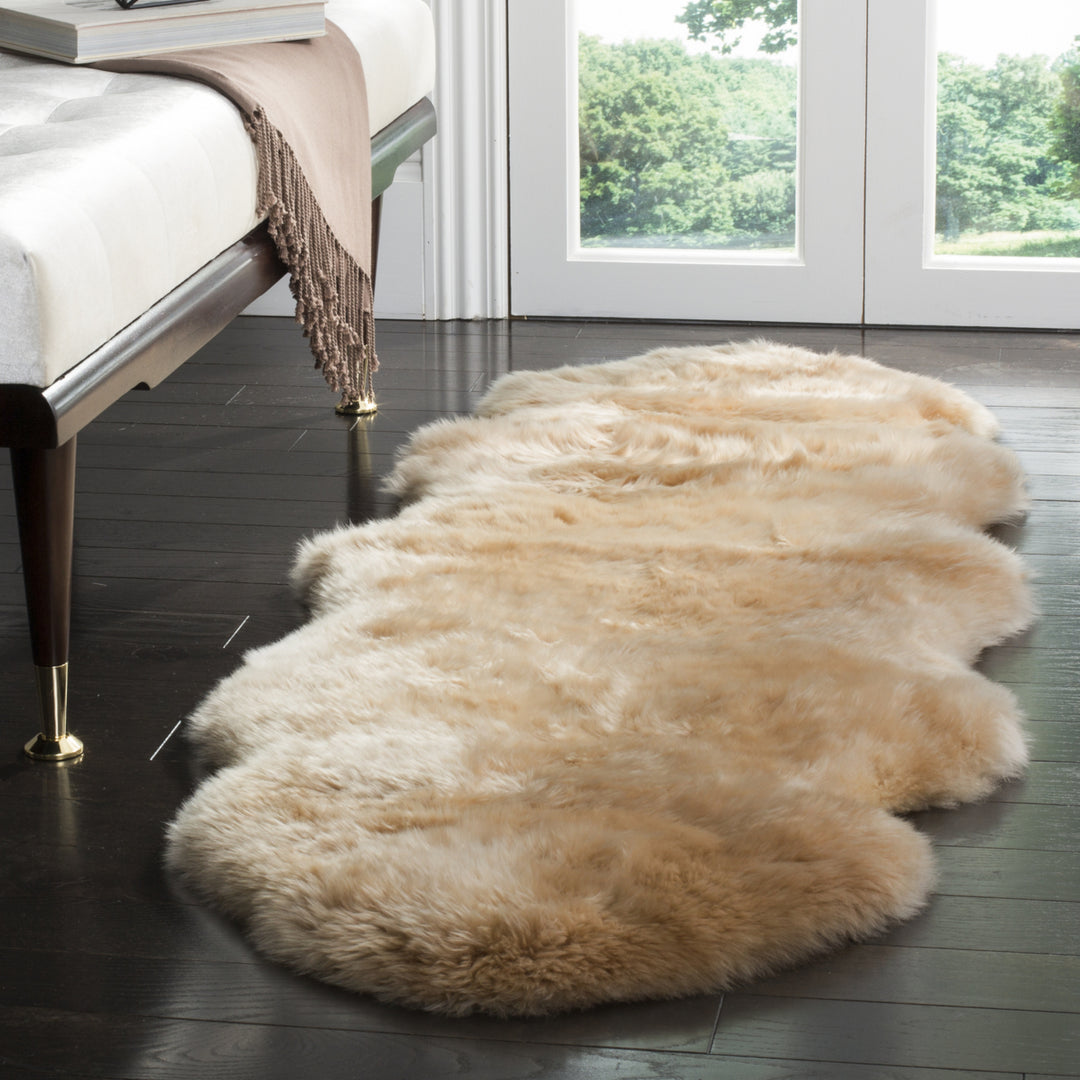 SAFAVIEH Sheep Skin Collection SHS121M Natural Beige Rug Image 2