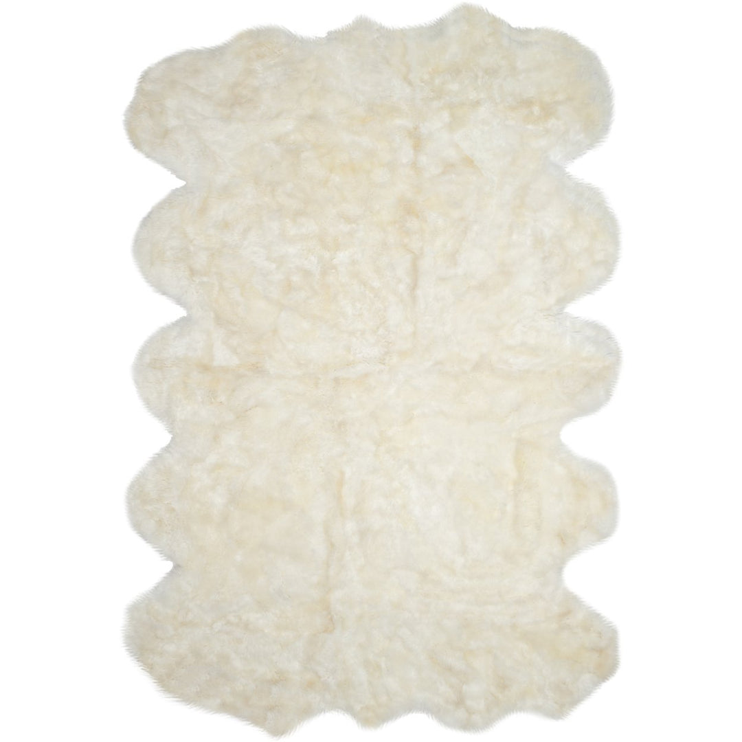 SAFAVIEH Sheep Skin SHS211A Handwoven Natural / White Rug Image 10