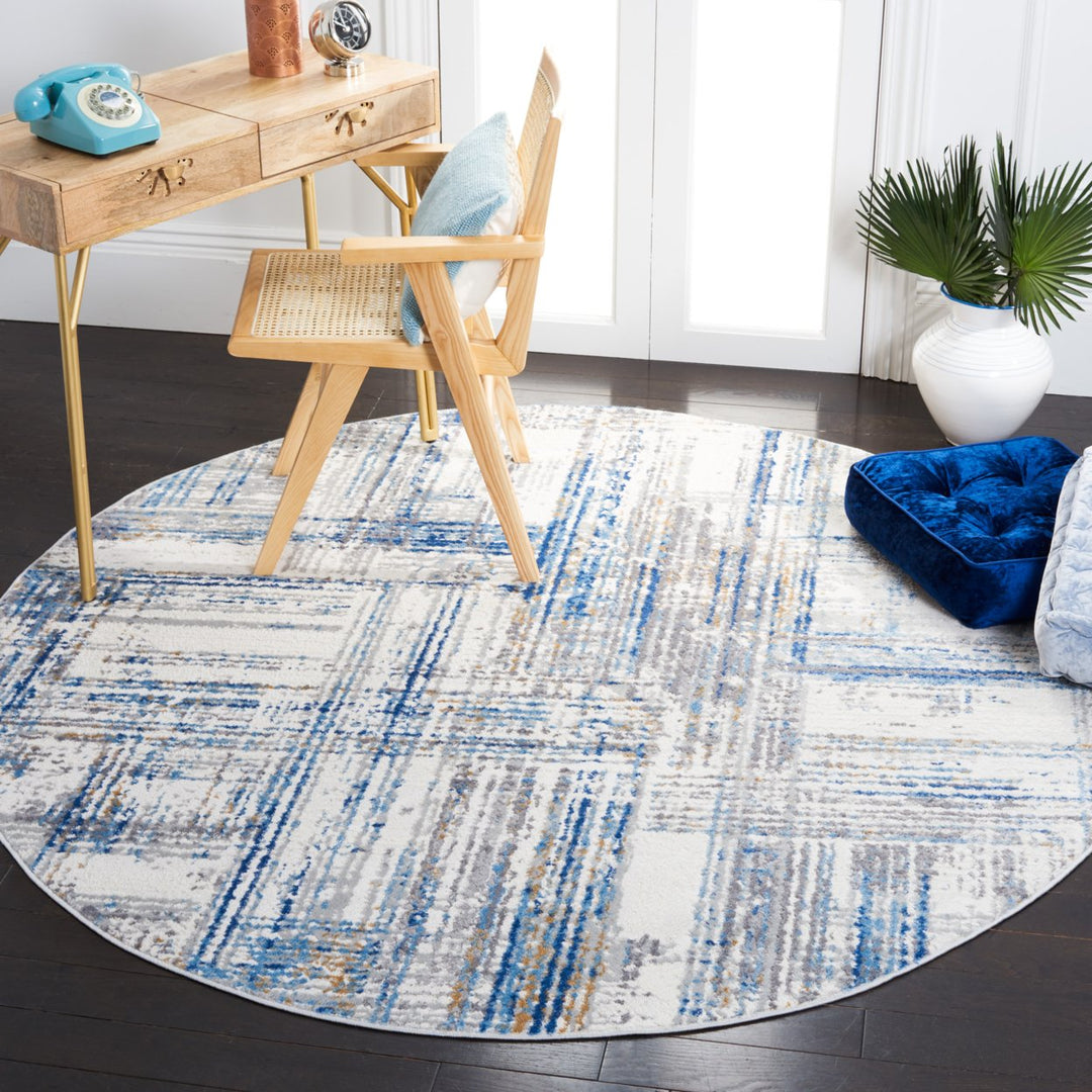 SAFAVIEH Shivan Collection SHV105M Ivory / Blue Rug Image 2