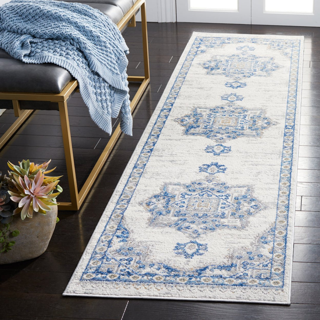 SAFAVIEH Shivan Collection SHV138M Ivory / Blue Rug Image 3