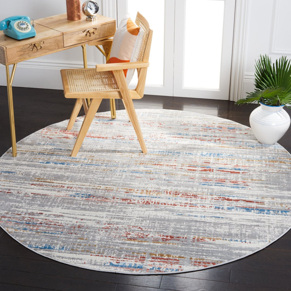 SAFAVIEH Shivan Collection SHV191P Light Grey / Rust Rug Image 2