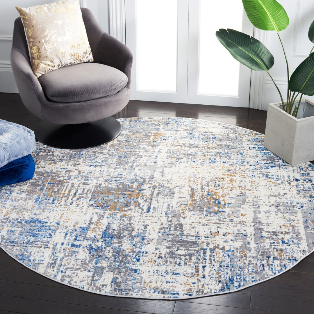 SAFAVIEH Shivan Collection SHV195M Ivory / Blue Rug Image 2