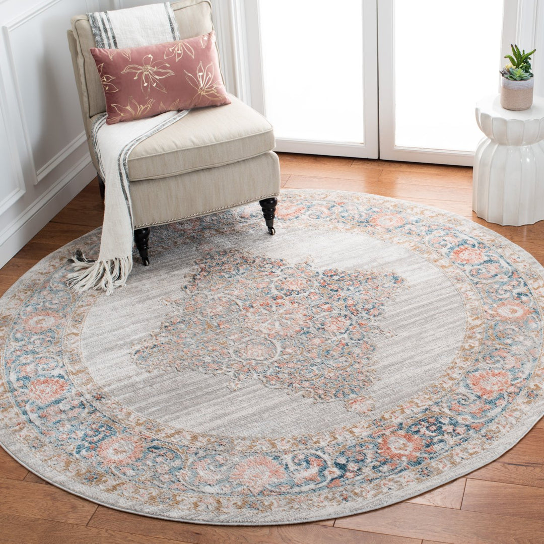 SAFAVIEH Shivan Collection SHV726F Grey / Rose Rug Image 2