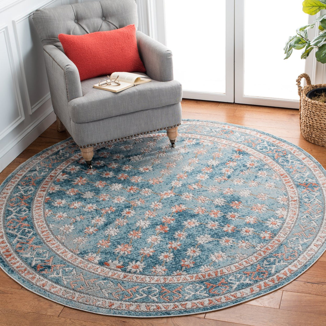 SAFAVIEH Shivan Collection SHV729M Blue / Rose Rug Image 2