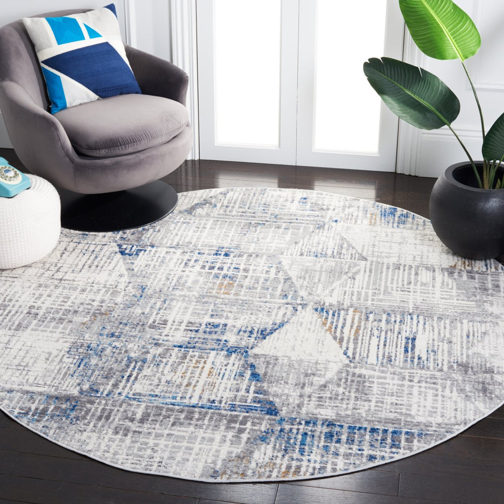 SAFAVIEH Shivan Collection SHV196M Ivory / Blue Rug Image 2