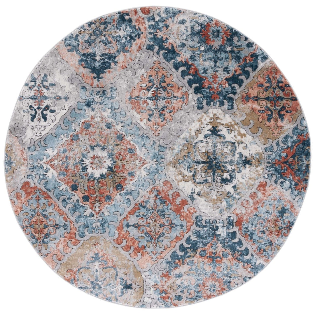 SAFAVIEH Shivan Collection SHV787M Blue / Rose Rug Image 1