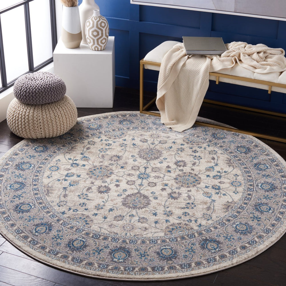 SAFAVIEH Sofia Collection SOF330C Ivory / Blue Rug Image 2