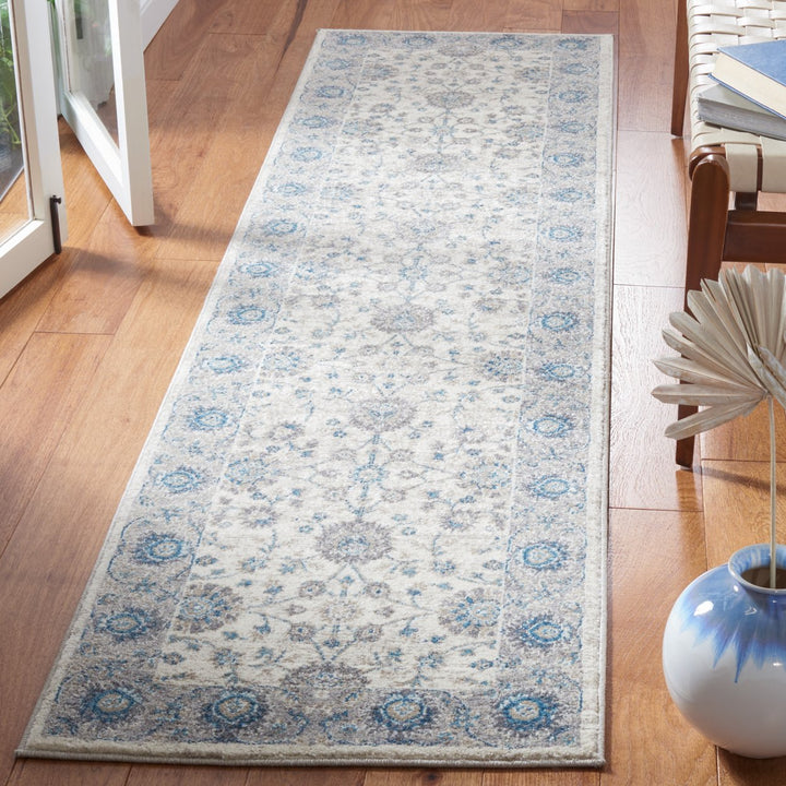 SAFAVIEH Sofia Collection SOF330C Ivory / Blue Rug Image 3