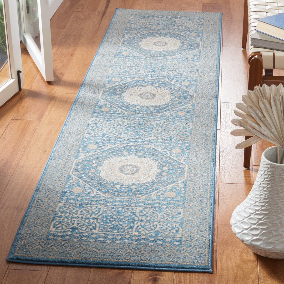 SAFAVIEH Sofia Collection SOF365M Blue / Beige Rug Image 3