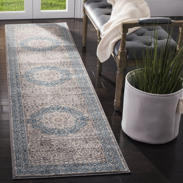 SAFAVIEH Sofia Collection SOF365A Light Grey / Blue Rug Image 3