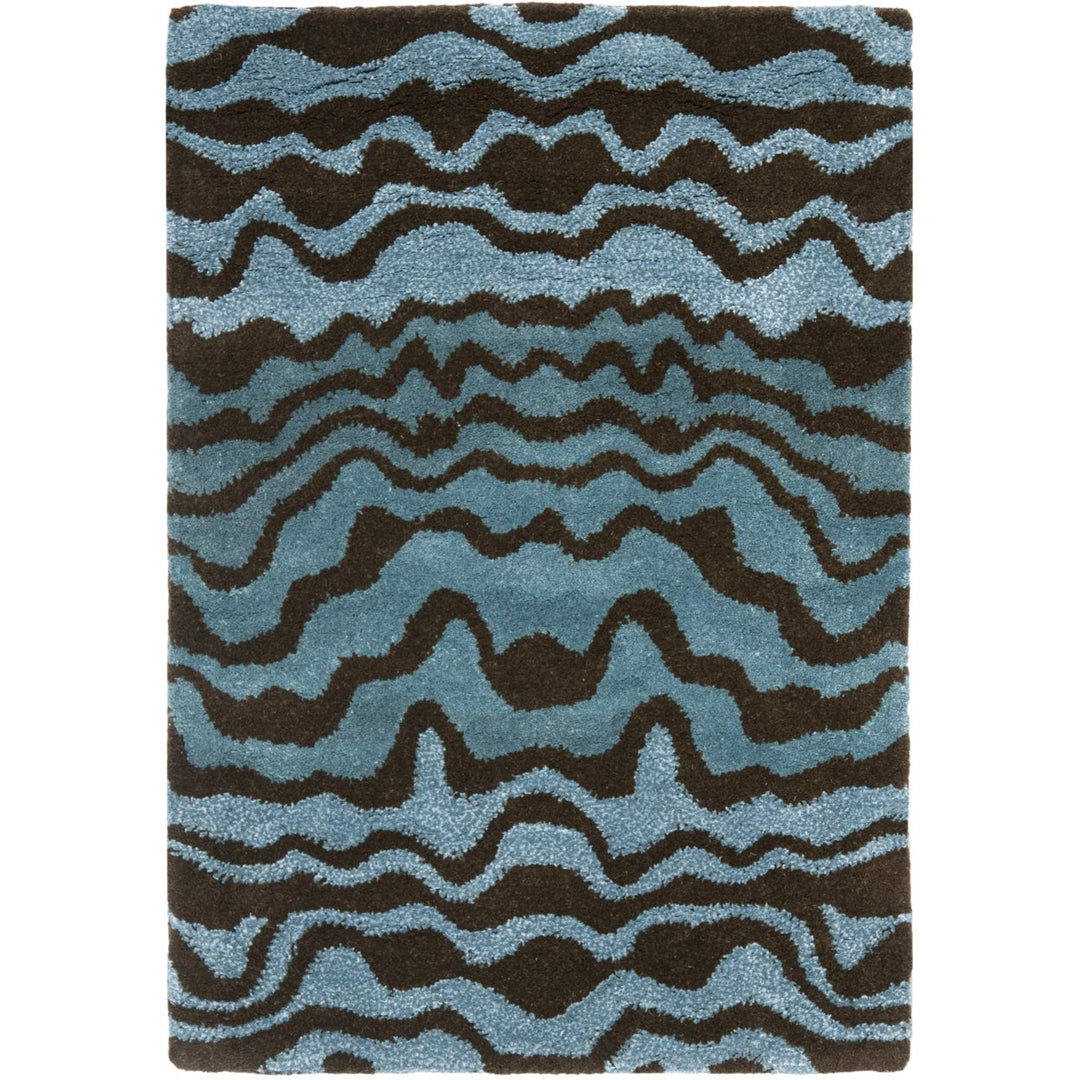 SAFAVIEH Soho Collection SOH417B Handmade Blue/Brown Rug Image 6