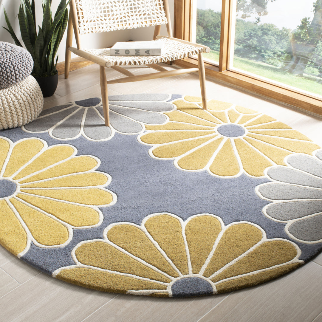 SAFAVIEH Soho SOH705A Handmade Grey / Yellow Rug Image 2