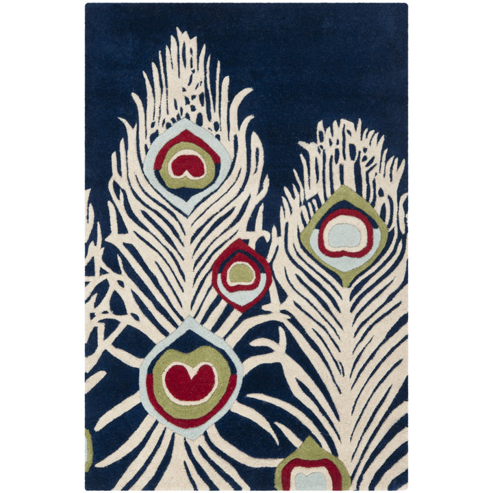 SAFAVIEH Soho Collection SOH709A Handmade Blue/Ivory Rug Image 7