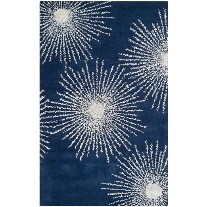 SAFAVIEH Soho SOH712M Handmade Dark Blue / Ivory Rug Image 1