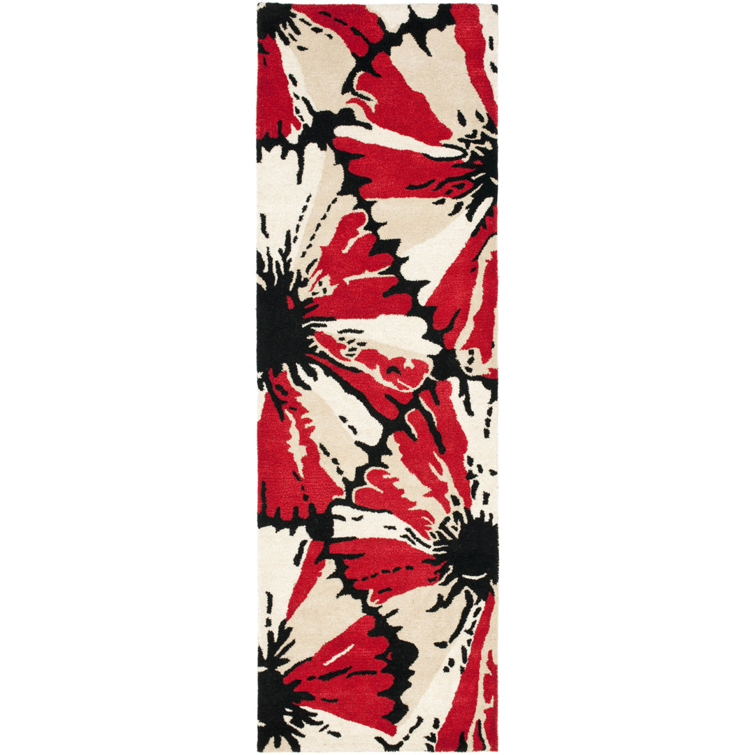 SAFAVIEH Soho Collection SOH729A Handmade Black / Red Rug Image 5