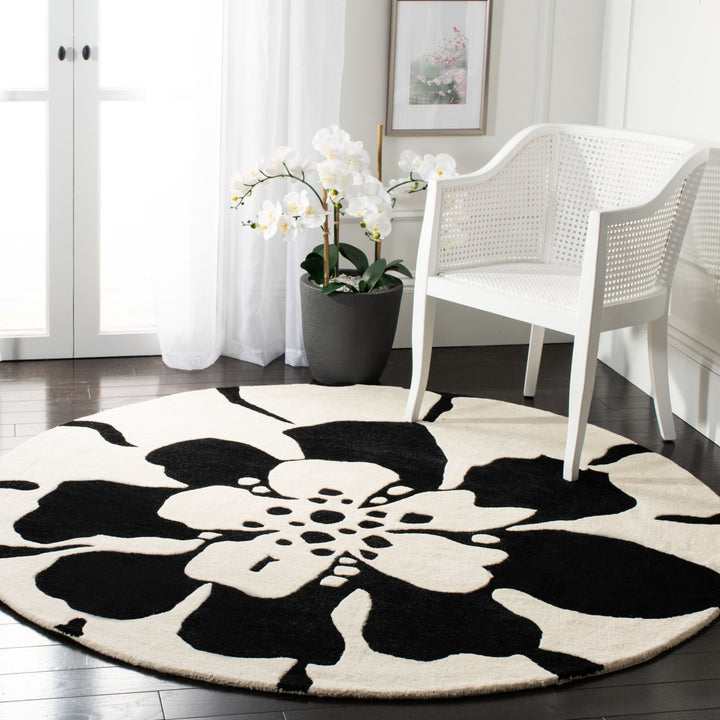 SAFAVIEH Soho SOH730A Handmade Black / White Rug Image 2