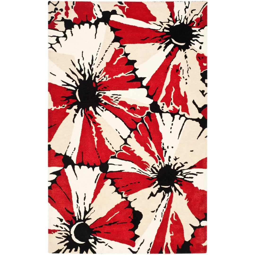 SAFAVIEH Soho Collection SOH729A Handmade Black / Red Rug Image 1