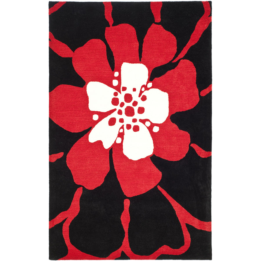 SAFAVIEH Soho Collection SOH730C Handmade Black / Red Rug Image 1