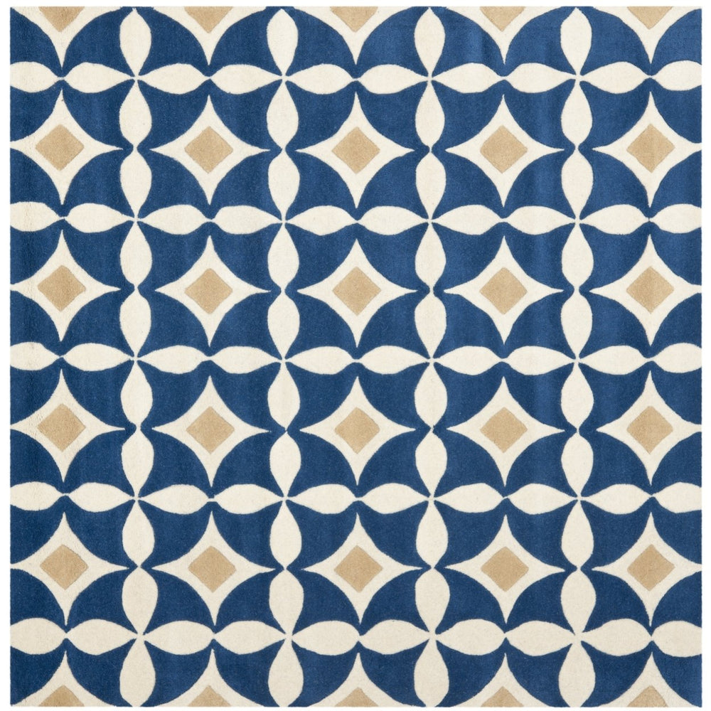 SAFAVIEH Soho Collection SOH750A Handmade Ivory/Blue Rug Image 2