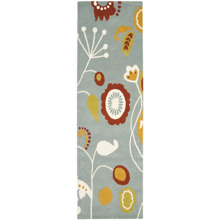 SAFAVIEH Soho SOH772A Handmade Light Blue / Multi Rug Image 5