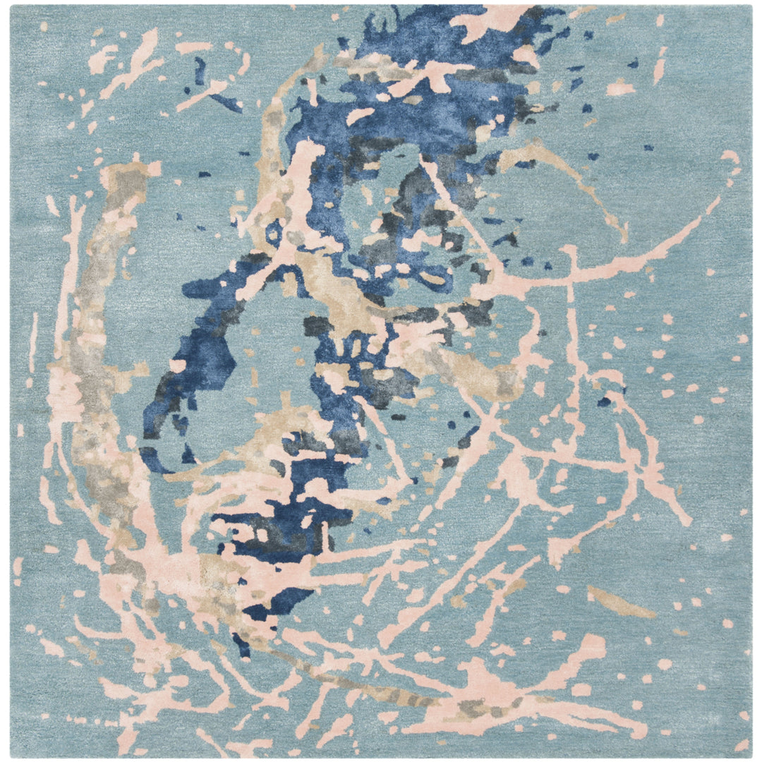 SAFAVIEH Soho SOH970A Handmade Blue / Light Pink Rug Image 6