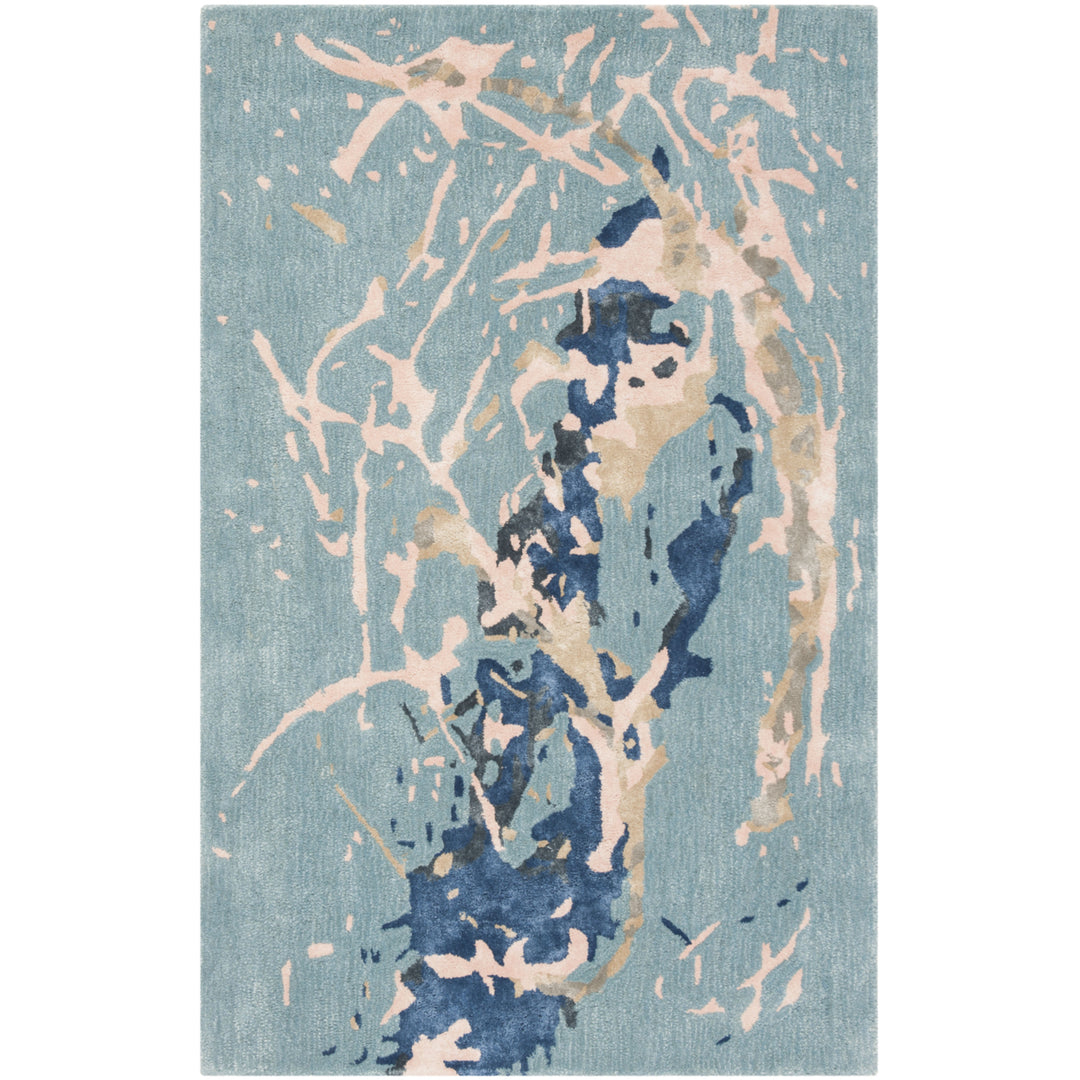 SAFAVIEH Soho SOH970A Handmade Blue / Light Pink Rug Image 9