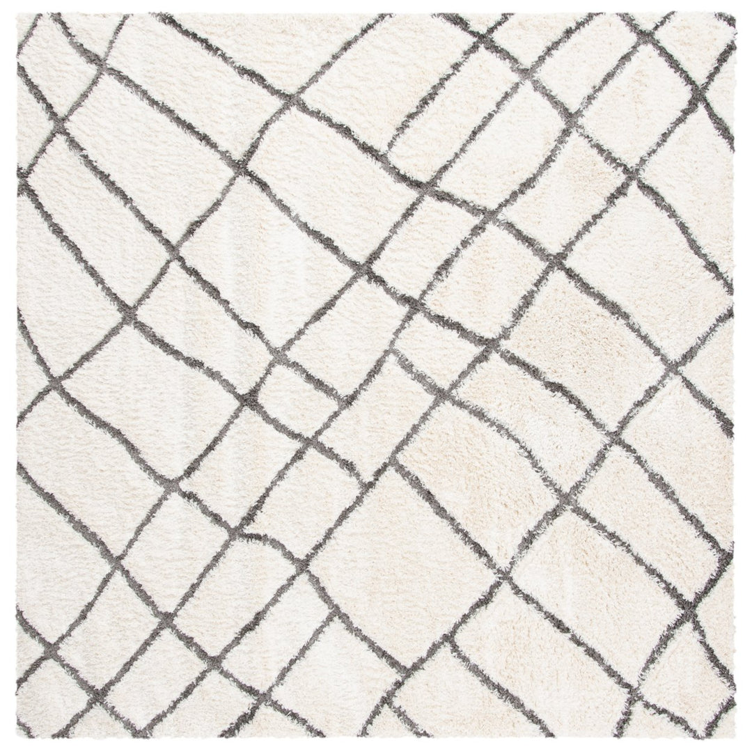 SAFAVIEH Sparta Shag Collection SPG512C Ivory / Grey Rug Image 6