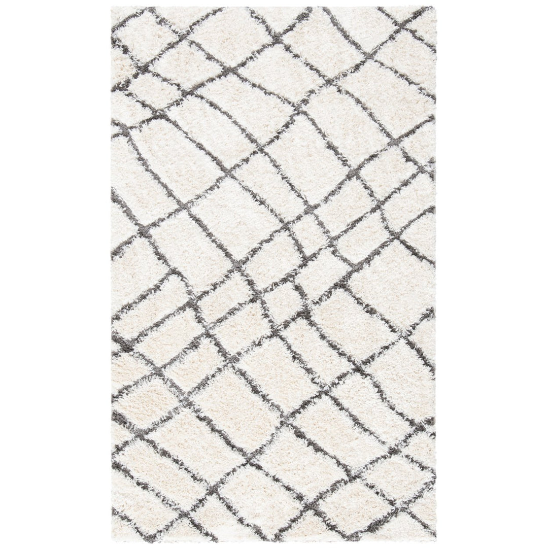 SAFAVIEH Sparta Shag Collection SPG512C Ivory / Grey Rug Image 1